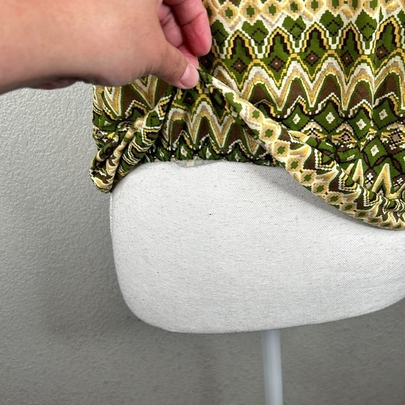 Mudd 90's Y2K Green Brown & Cream Embroidered Tank Top Size Medium - Picture 3 of 5